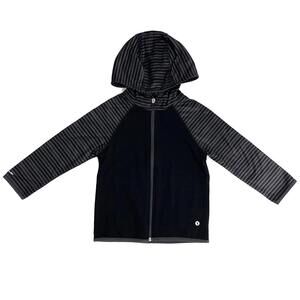 Xersion Little Boy Size XXS 4/5 Black Striped Zip Up Hoodie Athletic Jacket NWT